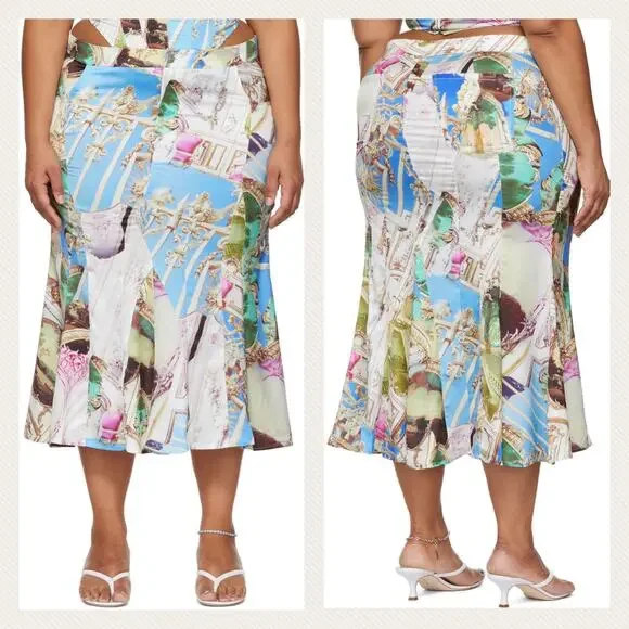 Miaou Green Paloma Elsesser Edition Gaudi Midi Skirt In Baroque Size M - Picture 11 of 11